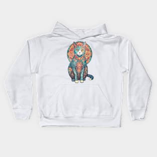 Vintage distressed-look Kaleidoscope Cat Kids Hoodie